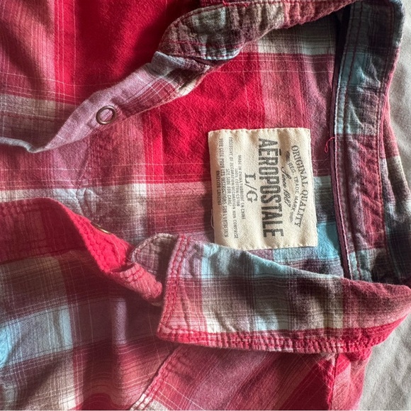 Vintage Aeropostale Red Plaid Button Down Shirt with pearl snaps western - Picture 6 of 9